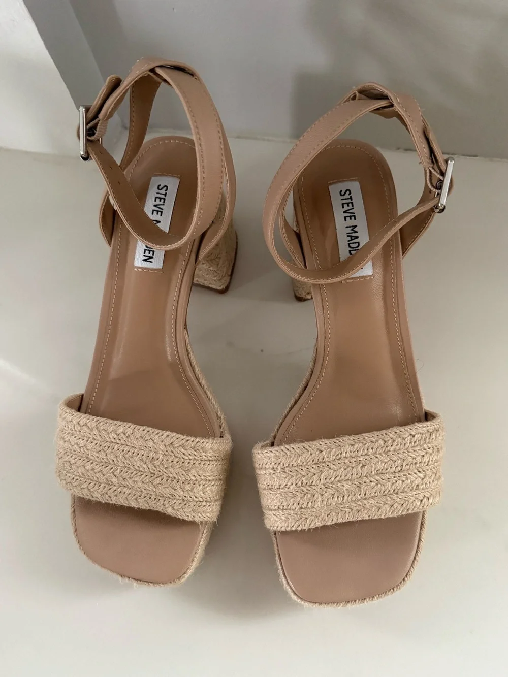 Steve Madden Beige Braided Platform Sandals